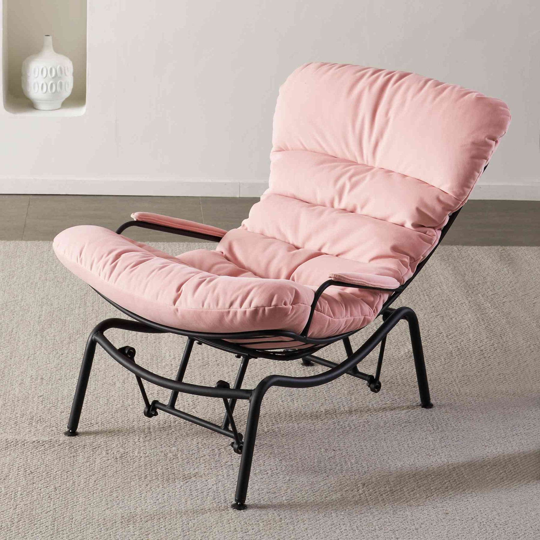 Ovios Rocking Chair Flannelette with Ottoman, Metal Frame filled with Latex and Cotton