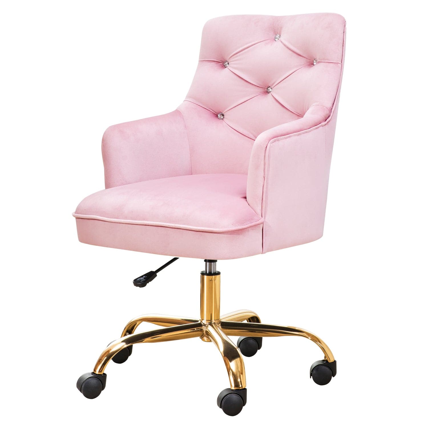 Ovios Plush Velvet Office Chair for Girl or Lady, Vanity Chair and Task Chair with Gold and Sliver Base