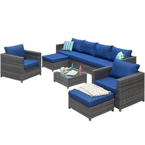 Ovios Outdoor Furniture Bigger Size 9-Piece, King Series, No Assembly Required, with 2 Chairs