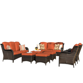 Ovios Outdoor Furniture 8-Piece with Cushions Kenard Curved Handrest