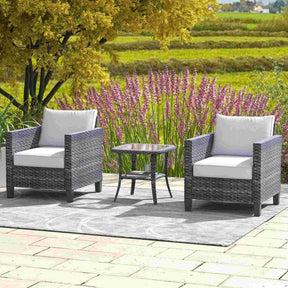 Ovios Patio Chairs New Vultros 3-Piece with Table High Back Square Shape Armrest