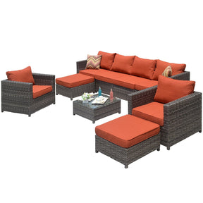 Ovios Outdoor Furniture Bigger Size 9-Piece, King Series, No Assembly Required, with 2 Chairs