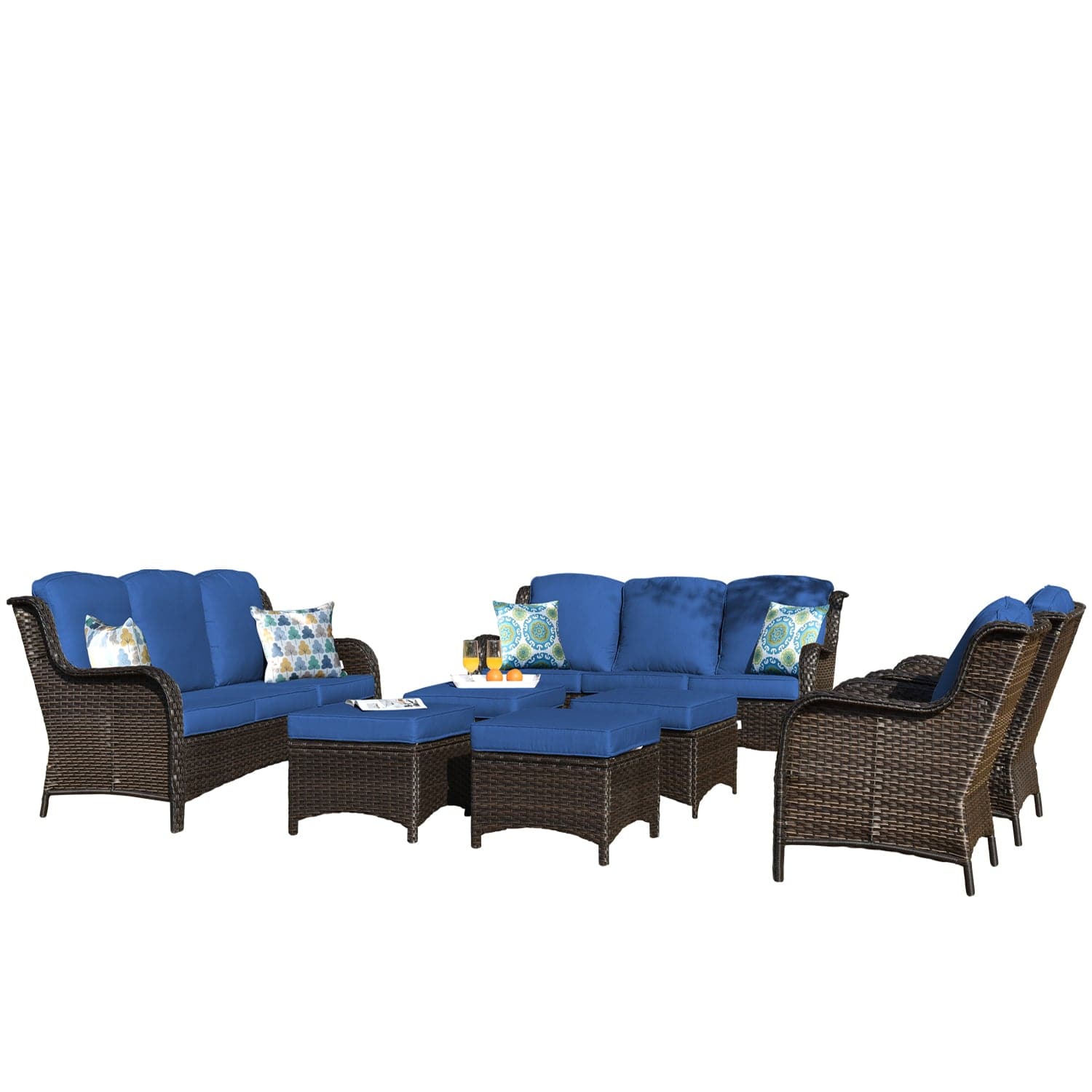 Ovios Outdoor Furniture 8-Piece with Cushions Kenard Curved Handrest