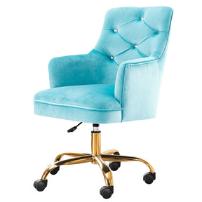 Ovios Plush Velvet Office Chair for Girl or Lady, Vanity Chair and Task Chair with Gold and Sliver Base