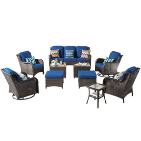 Ovios Patio Conversation Set 10-Piece with Rocking Chairs and Table Kenard