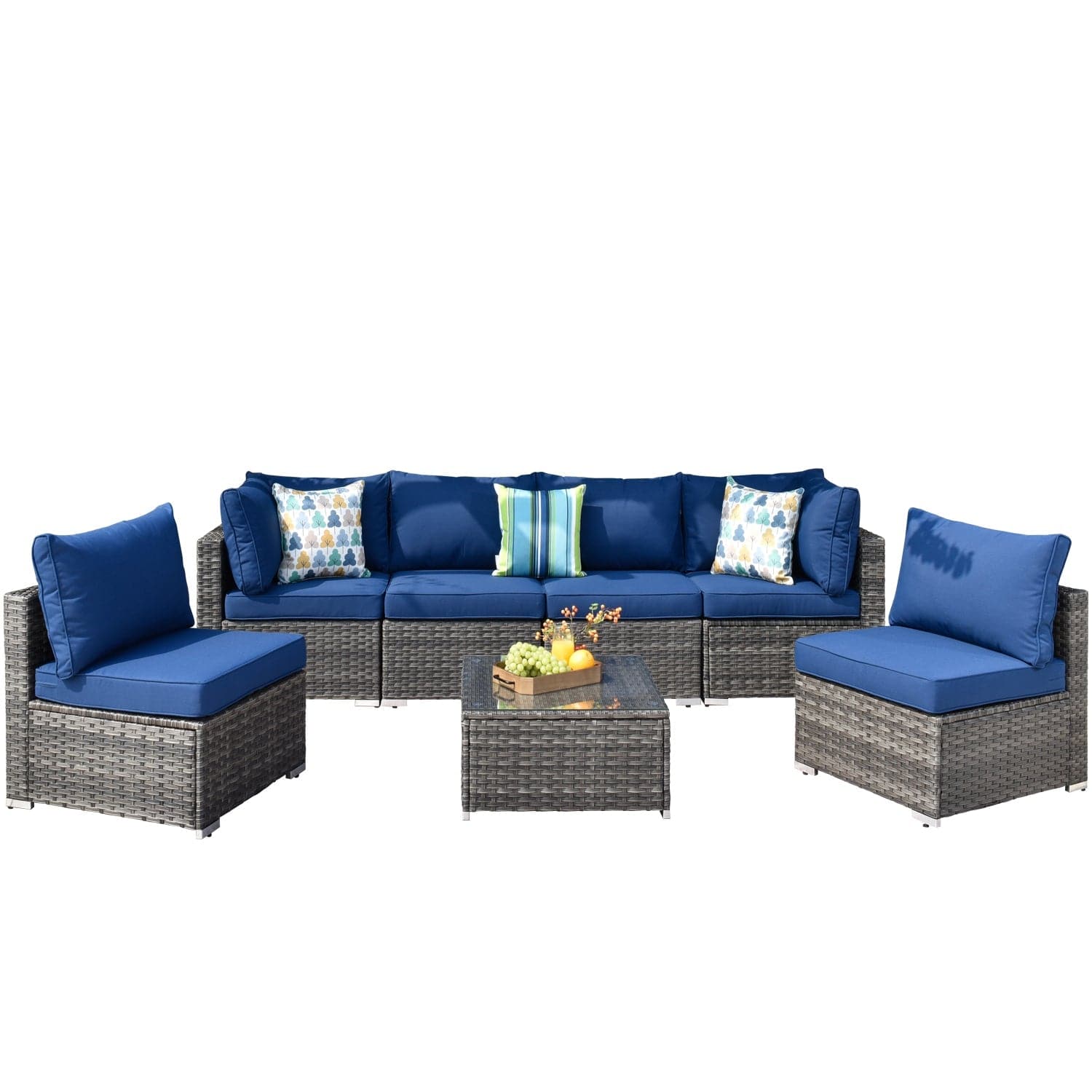 Ovios Outdoor Sectional Furniture 7-Piece with Cushions and Table