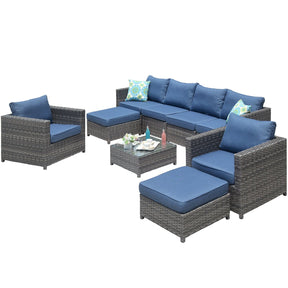 Ovios Outdoor Furniture Bigger Size 9-Piece, King Series, No Assembly Required, with 2 Chairs
