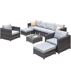 Ovios Outdoor Furniture Bigger Size 9-Piece, King Series, No Assembly Required, with 2 Chairs