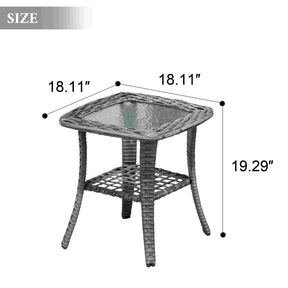 Ovios Balcony Side Table with Tempered Glass Top for New Vultros and Kenard Series