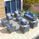 #color_Grey Wicker Denim Blue Cushion