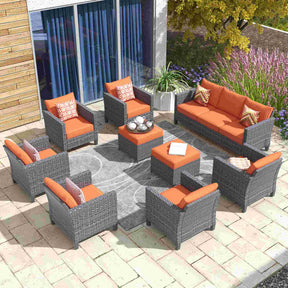 Ovios Patio Conversation Set New Vultros 9-Piece High Back with Cushions