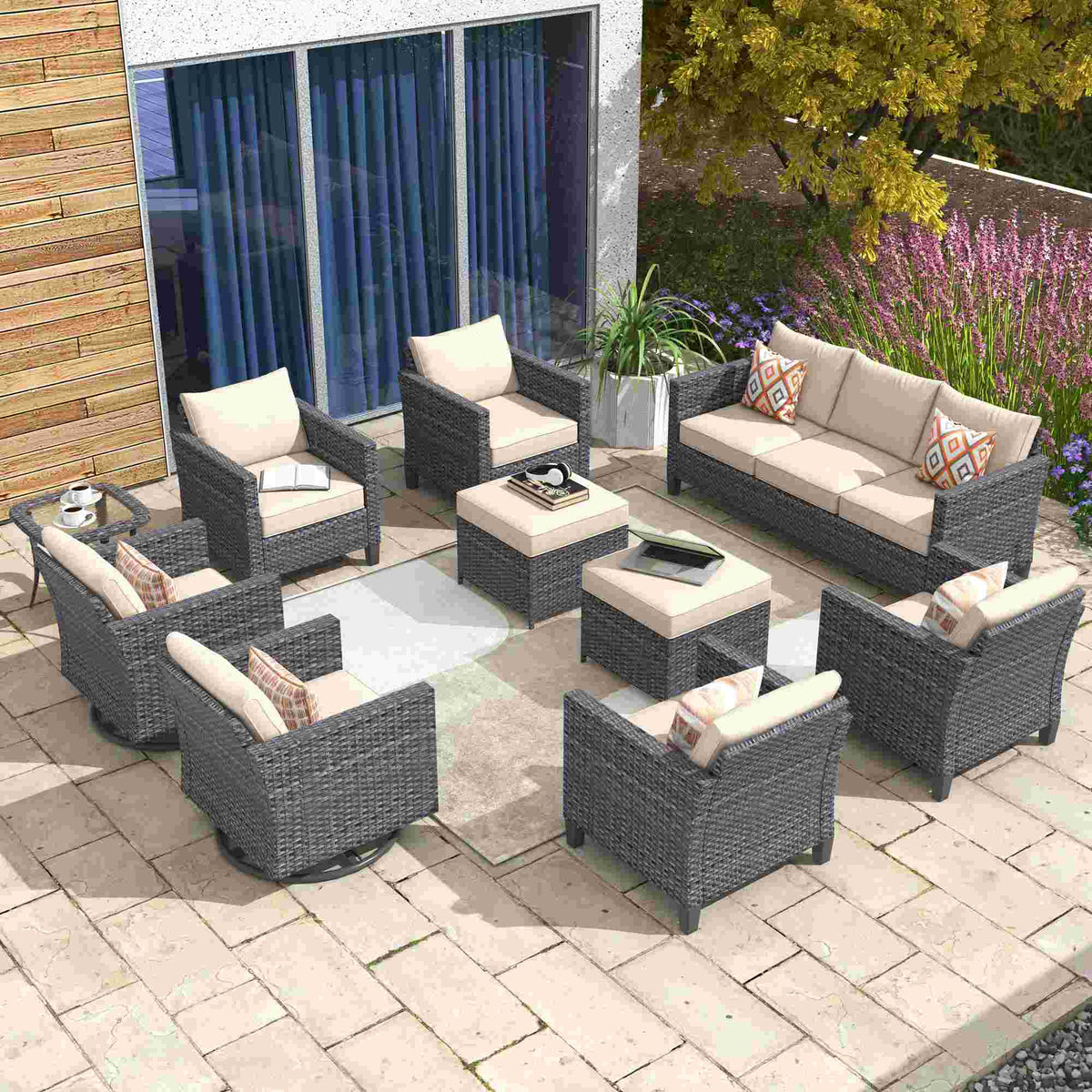 #color_Grey Wicker Beige Cushion