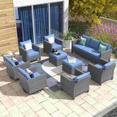 #color_Grey Wicker Denim Blue Cushion