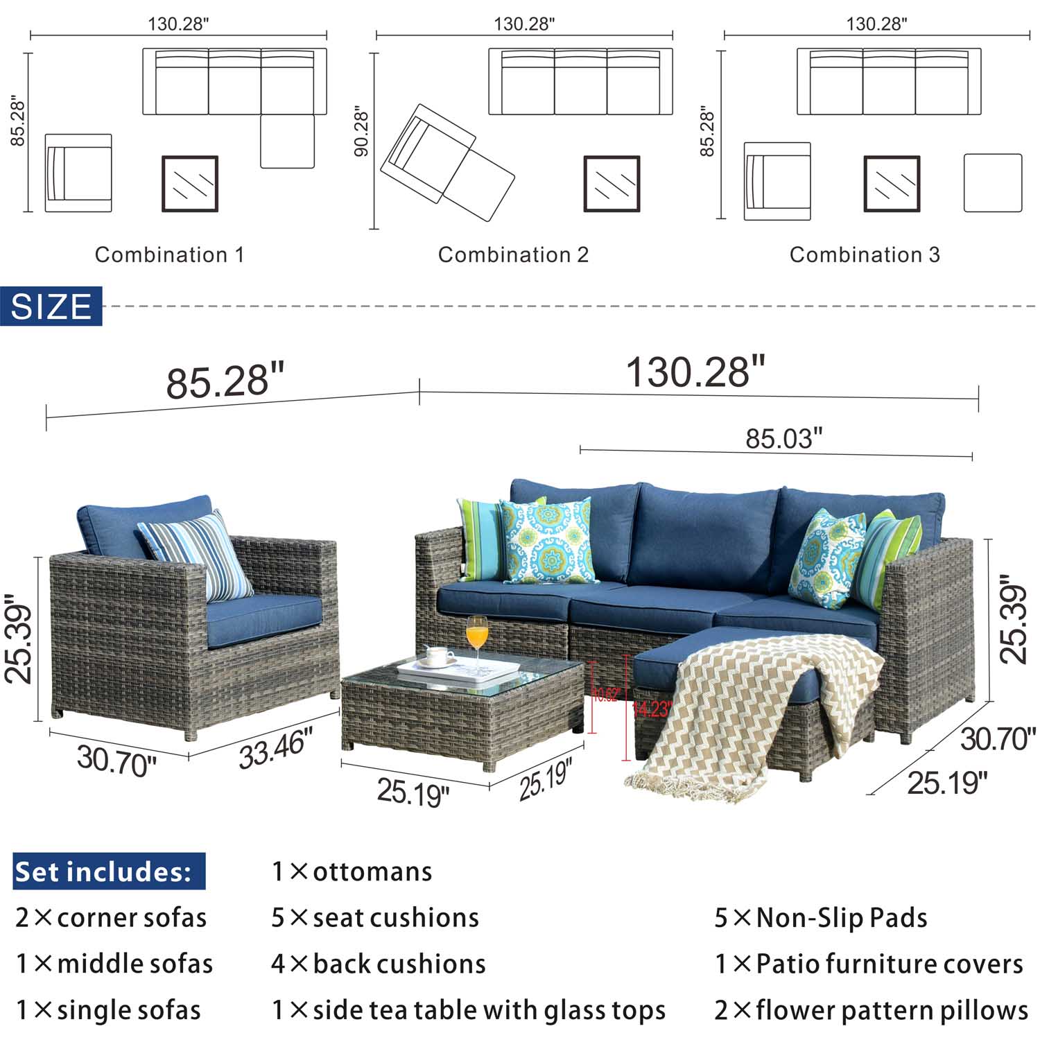 Ovios Patio Furniture Set Bigger Size 6-Piece, King Series, Fully Assembled