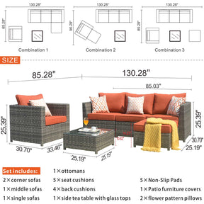 Ovios Patio Furniture Set Bigger Size 6-Piece, King Series,, No Assembly Required