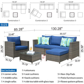 Ovios Patio Furniture Set Bigger Size 6-Piece, King Series,, No Assembly Required