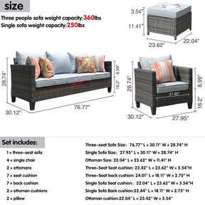 Ovios Patio Furniture Set New Vultros 7-Piece High Back with Cushions