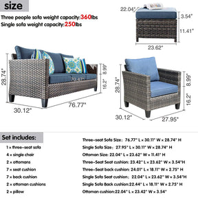 Ovios Patio Furniture Set New Vultros 7-Piece High Back with Cushions