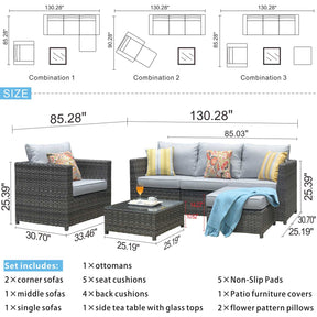 Ovios Patio Furniture Set Bigger Size 6-Piece, King Series,, No Assembly Required