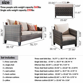 Ovios Patio Furniture Set New Vultros 7-Piece High Back with Cushions