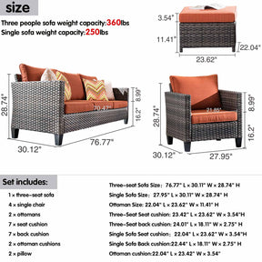 Ovios Patio Furniture Set New Vultros 7-Piece High Back with Cushions