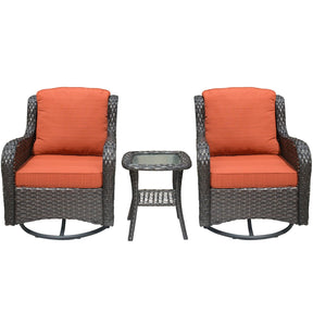 Ovios Patio Furniture Set 3-Piece with Swivel Chairs and Side Table Kenard