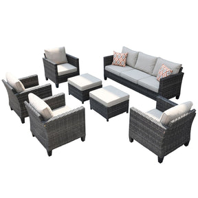 Ovios Patio Furniture Set New Vultros 7-Piece High Back with Cushions