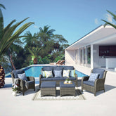 #Color_Grey Wicker Denim Blue Cushion