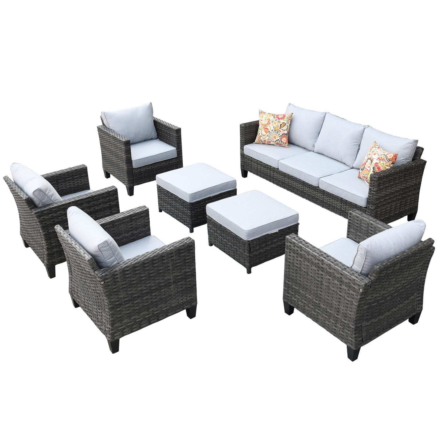 Ovios Patio Furniture Set New Vultros 7-Piece High Back with Cushions