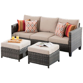 Ovios Outdoor Couch New Vultros 3-Piece High Back with Ottoman