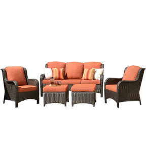 Ovios Patio Conversation Set 5-Piece with Cushions Kenard Curved Handrest