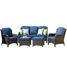 Ovios Patio Conversation Set 5-Piece with Cushions Kenard Curved Handrest
