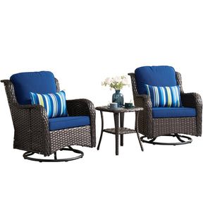 Ovios Patio Furniture Set 3-Piece with Swivel Chairs and Side Table Kenard