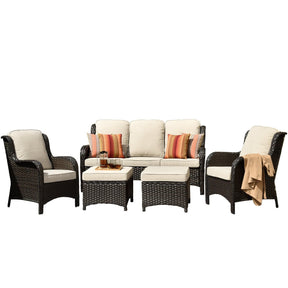 Ovios Patio Conversation Set 5-Piece with Cushions Kenard Curved Handrest
