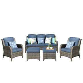 Ovios Patio Conversation Set 5-Piece with Cushions Kenard Curved Handrest