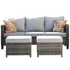 Ovios Outdoor Couch New Vultros 3-Piece High Back with Ottoman