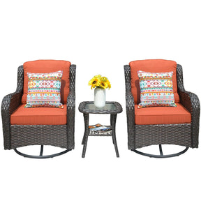 Ovios Patio Furniture Set 3-Piece with Swivel Chairs and Side Table Kenard