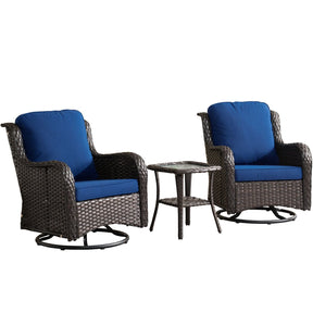 Ovios Patio Furniture Set 3-Piece with Swivel Chairs and Side Table Kenard