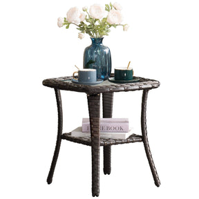Ovios Patio Furniture Set 3-Piece with Swivel Chairs and Side Table Kenard