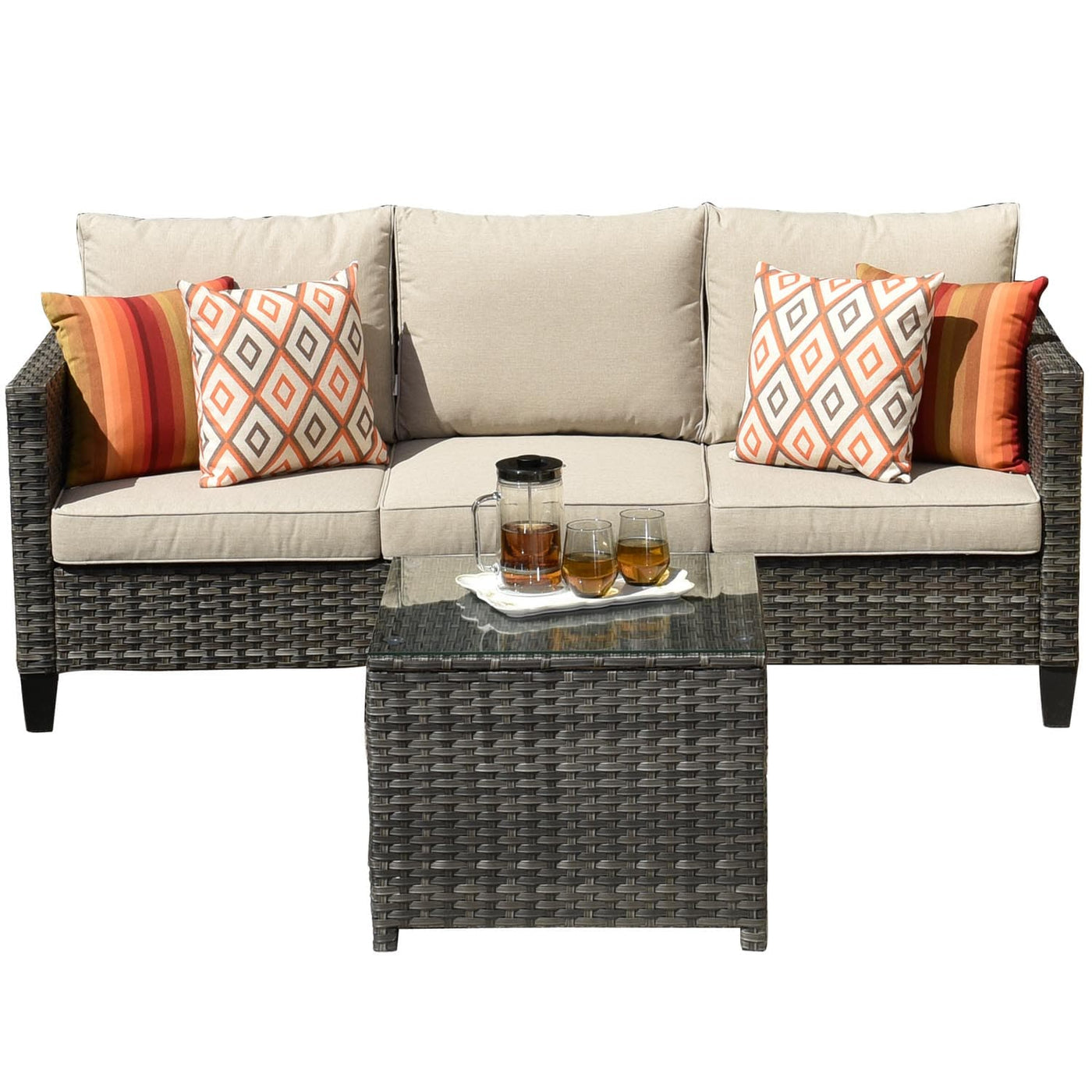 Ovios Patio Conversation Set High Back, Cushioned Outdoor Furniture