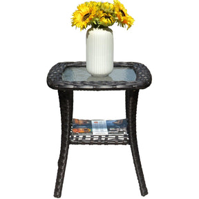 Ovios Patio Furniture Set 3-Piece with Swivel Chairs and Side Table Kenard