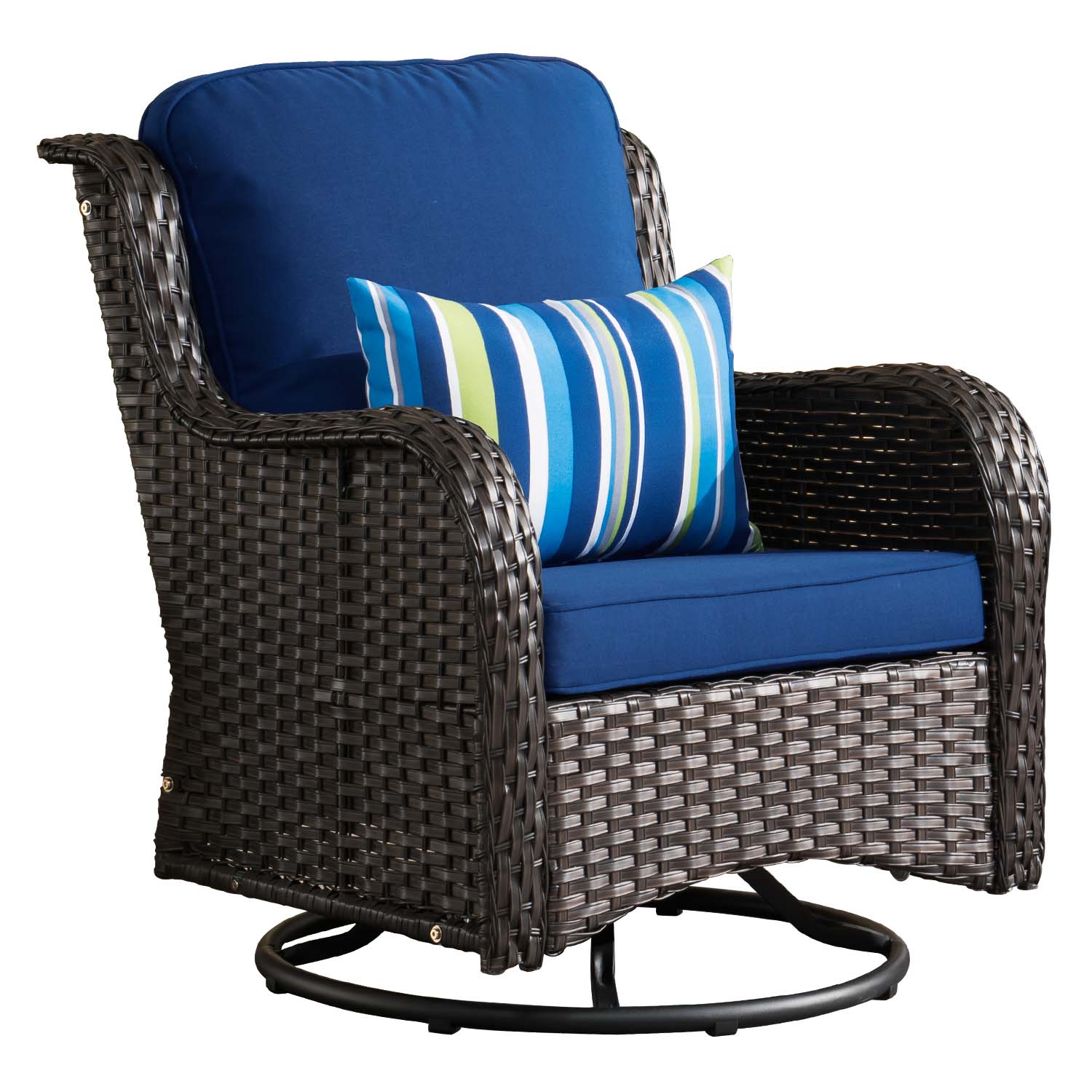 Ovios Patio Furniture Set 3-Piece with Swivel Chairs and Side Table Kenard