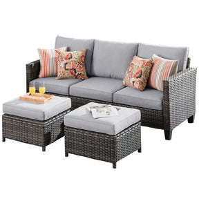 Ovios Outdoor Couch New Vultros 3-Piece High Back with Ottoman