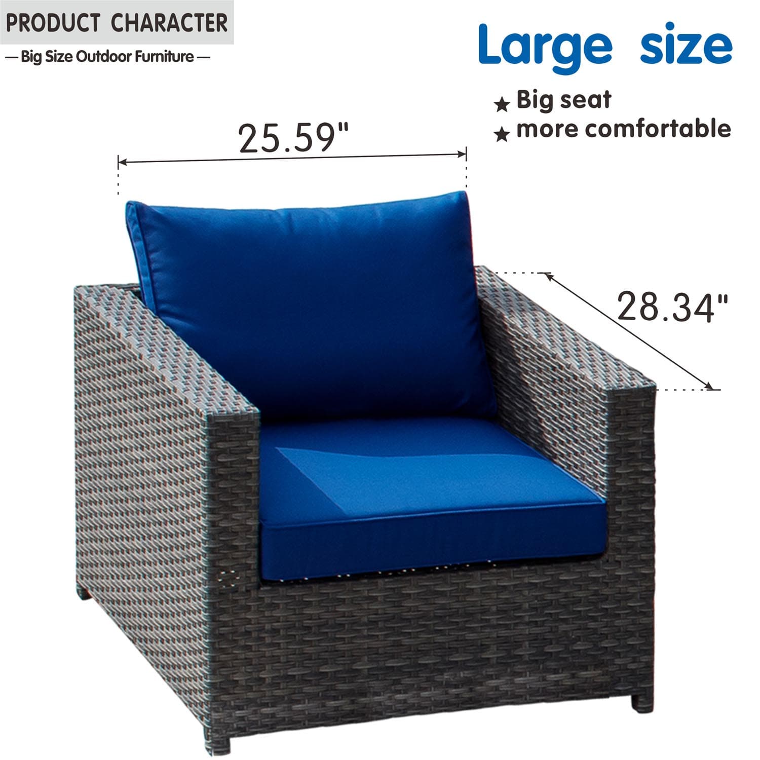 Ovios Patio Furniture Set Bigger Size 6-Piece, King Series, Fully Assembled