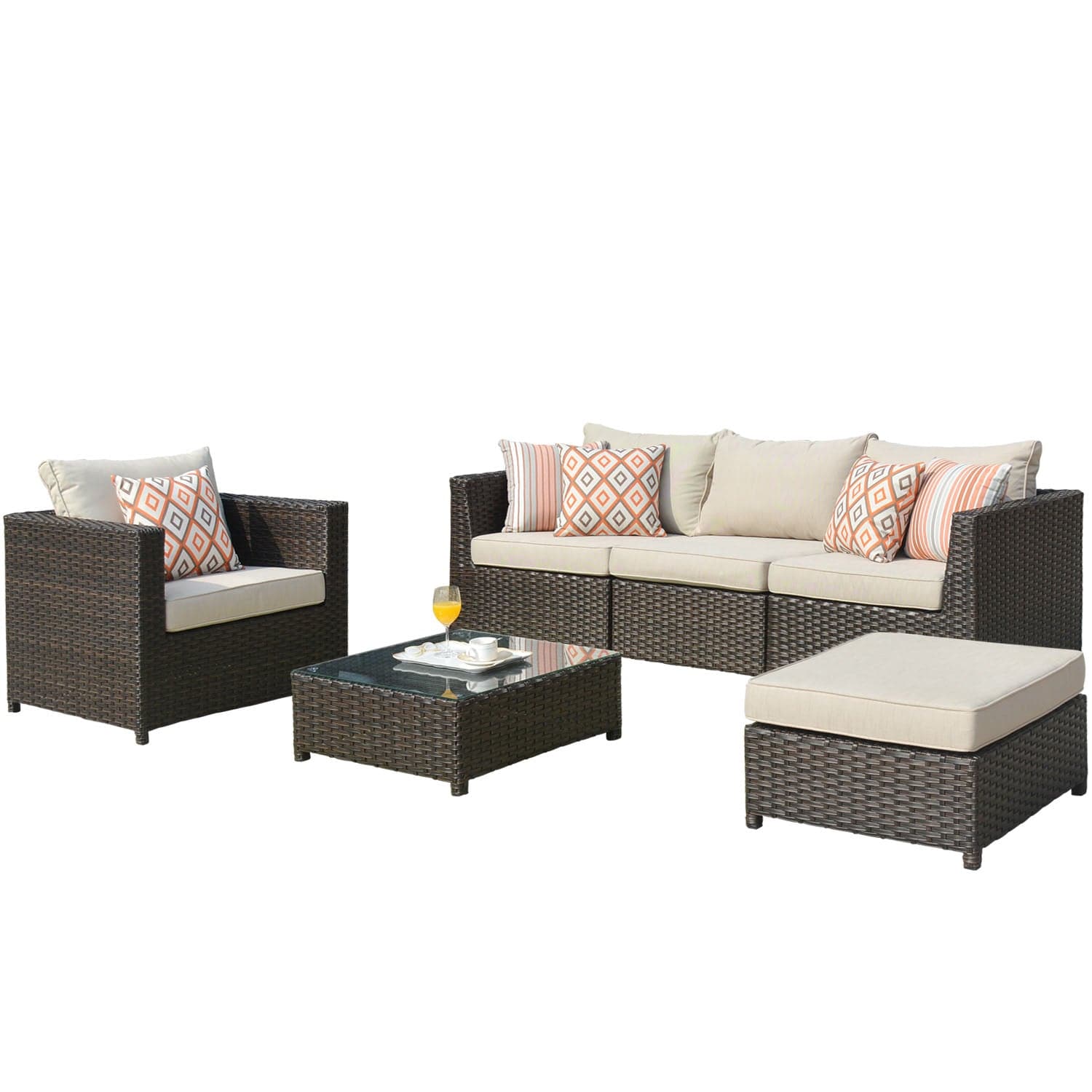 Ovios Patio Furniture Set Bigger Size 6-Piece, King Series,, No Assembly Required