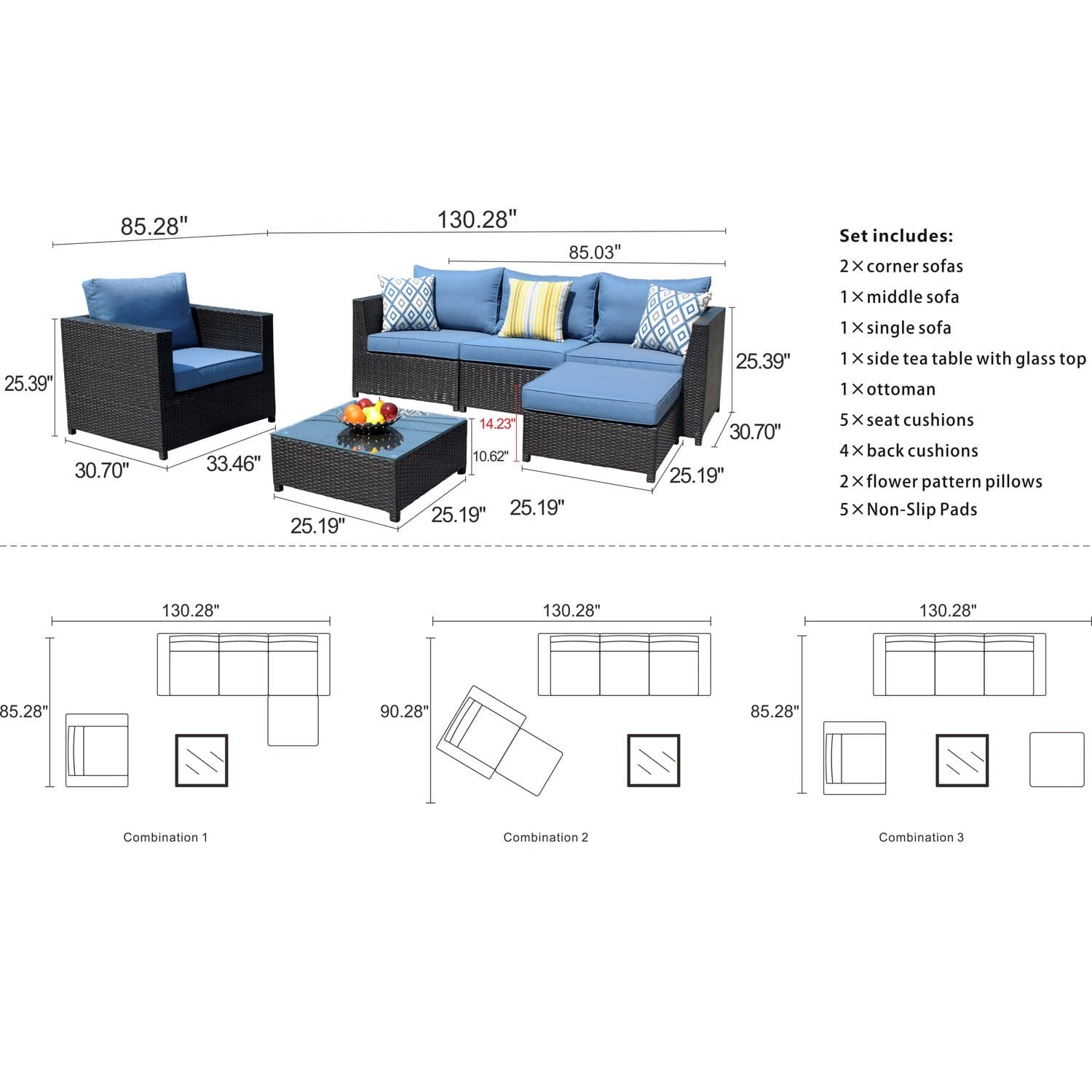 Ovios Patio Furniture Set Bigger Size 6-Piece, King Series, Fully Assembled