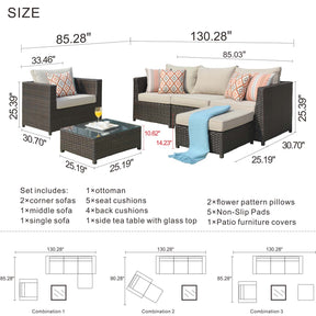 Ovios Patio Furniture Set Bigger Size 6-Piece, King Series,, No Assembly Required