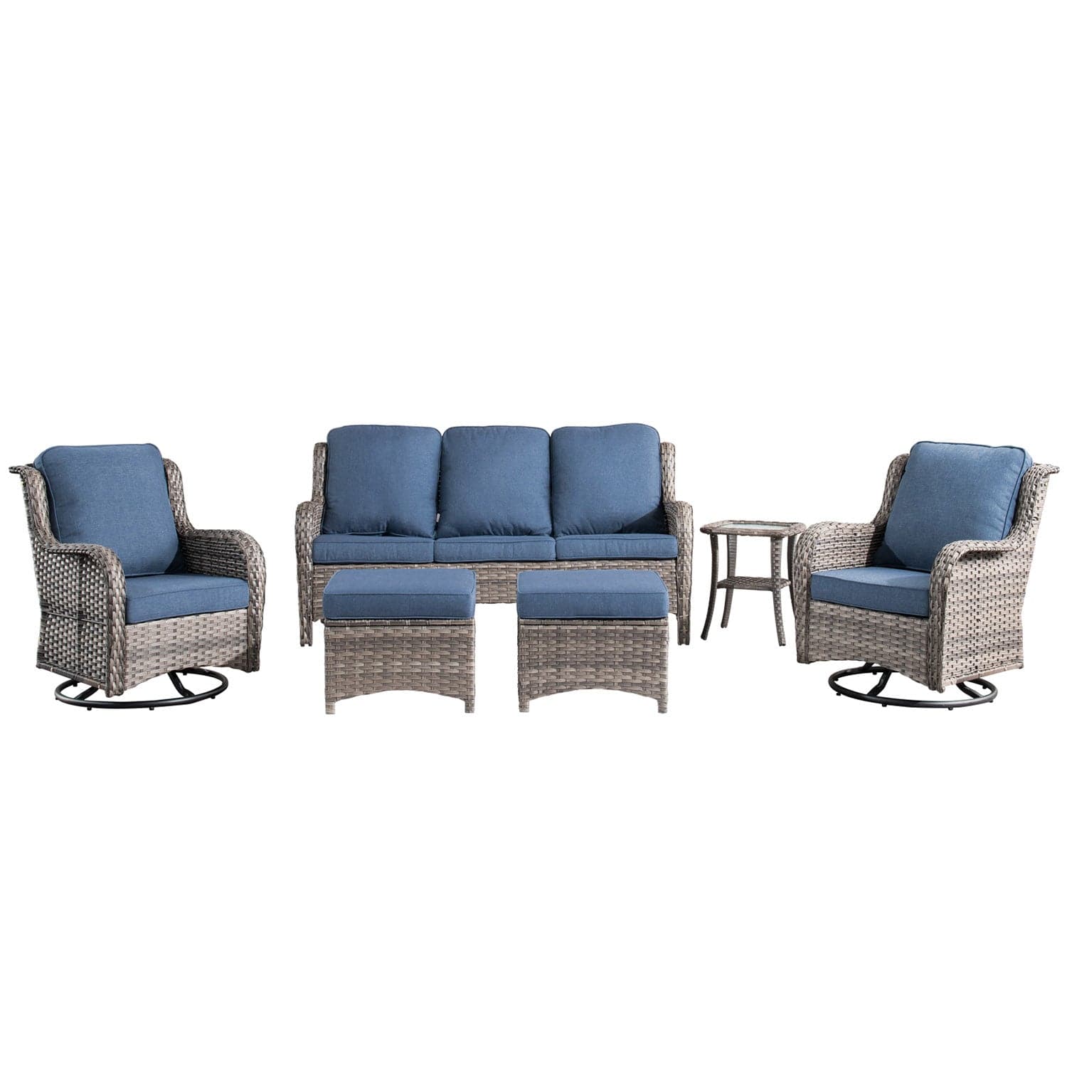 Ovios Patio Furniture Set 6-Piece with Rocking Chairs and Table Kenard