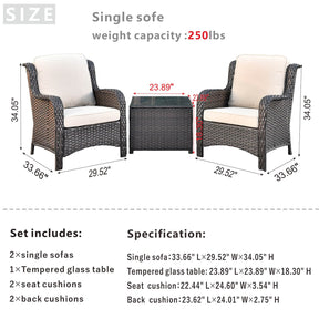 Ovios Outdoor Furniture 3-Piece with Table Kenard Curved Handrest