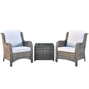 Ovios Outdoor Furniture 3-Piece with Table Kenard Curved Handrest
